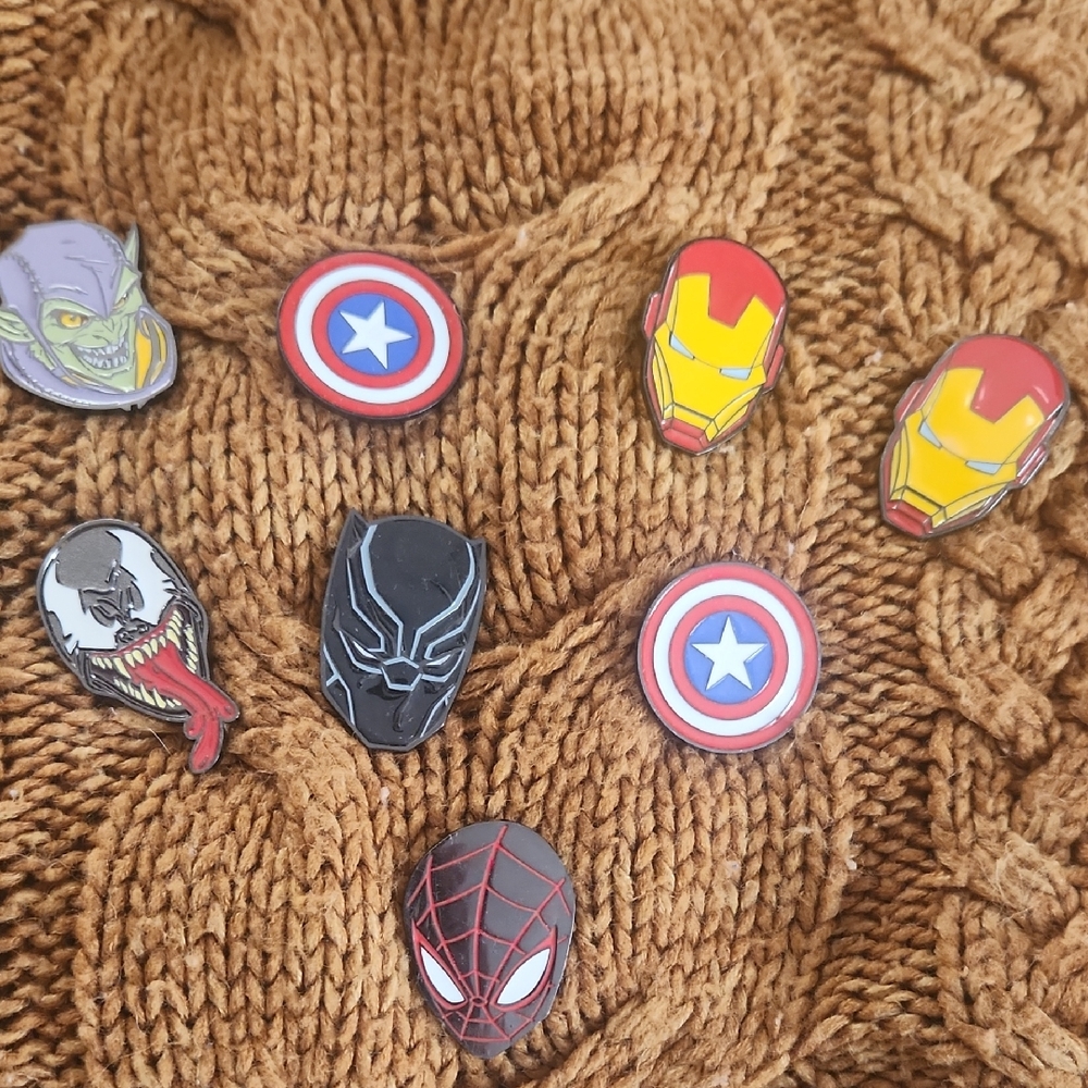 Marvel Superhero Enamel Pins Set - Red, Yellow, Black